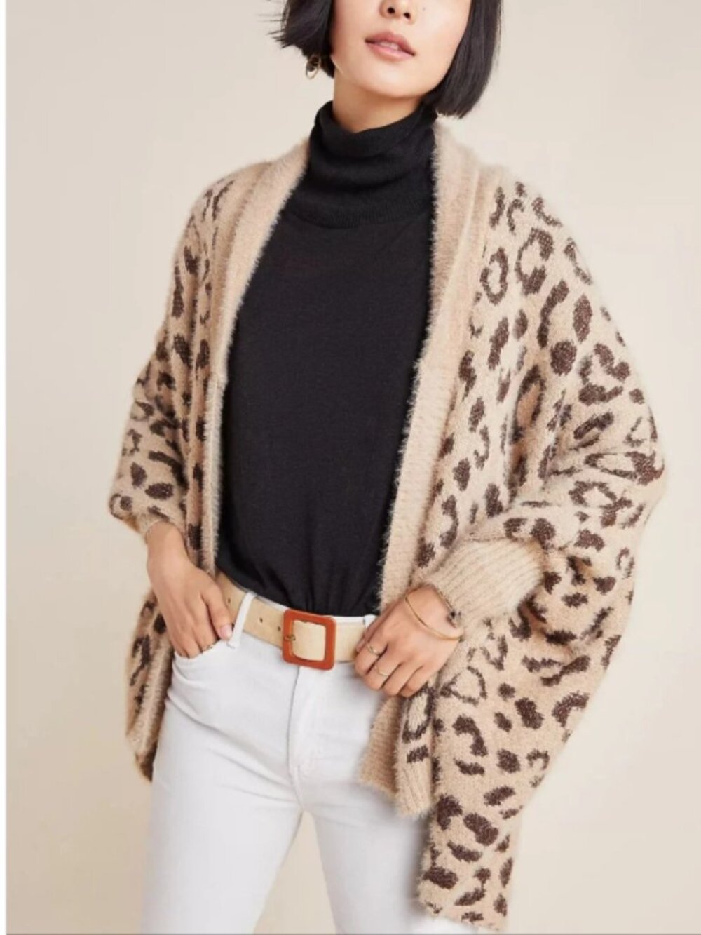 Anthropologie Akemi + Kin Brown Louise Leopard Batwing Cardigan One Size